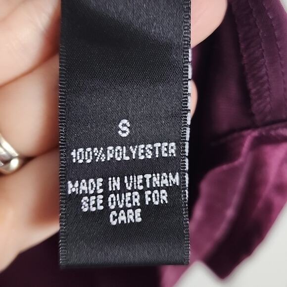 A. Byer Cold Shoulder Dark Purple Ruffle Blouse, Small - Picture 8 of 8